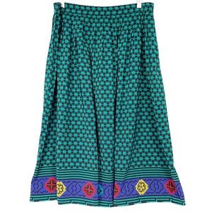 🌈 Vintage Jewel Tone Print Pleated Maxi Skirt
